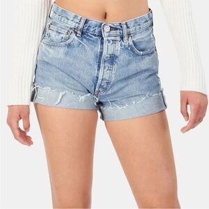 MOUSSY Upland Denim Jean Cuff Distressed Shorts Blue Size 3 US L / 30